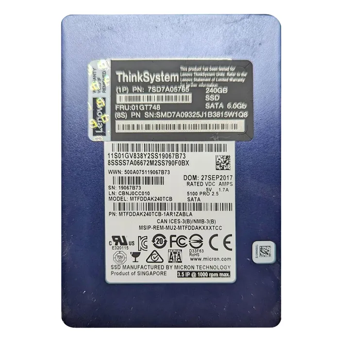 Lenovo 01GT748 | 240GB Triple-Level Cell SATA 6Gb/s Hot Swappable 2.5-Inch Solid State Drive Refurbished - Lenovo refurbished available on Gotodirect