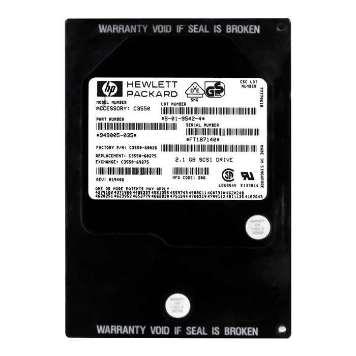 Buy HP C3550-60026 | 2.1GB 7200RPM Fast Wide SCSI Single-Ended 50-Pin 3.5-inch Hard Drive Refurbished - $277.70 HP C3550-60026 | 2.1GB 7200RPM Fast Wide SCSI Single-Ended 50-Pin 3.5-inch Hard Drive Refurbished - Hewlett-Packard (ou HP en abrégé) refurbished available on Gotodirect