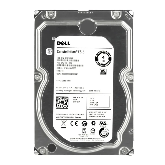Dell THGNN | 4TB 7200RPM SATA 6Gb/s Hot-Pluggable 64MB Cache (512n) 3.5-Inch Hard Drive for PowerEdge Server & PowerVault Storage Array Refurbished - Dell refurbished available on Gotodirect