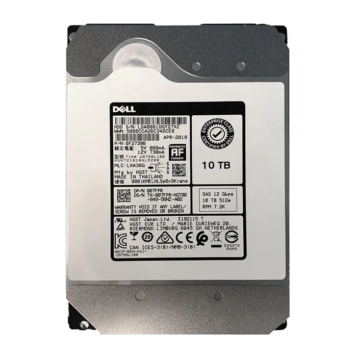 Dell 07FPR | 10TB 7200RPM SAS 12Gb/s Hot-Pluggable (512e) 3.5-Inch Nearline Hard Drive for PowerEdge Server & PowerVault Server Refurbished - Dell refurbished available on Gotodirect