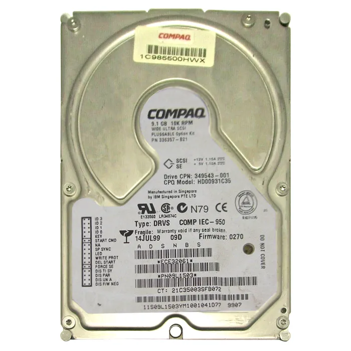 HP 336357-B21 | 9.1GB 10000RPM Ultra-160 SCSI Hot-Pluggable (LVD) 80-Pin 3.5-Inch Hard Drive Refurbished - Hewlett-Packard (ou HP en abrégé) refurbished available on Gotodirect
