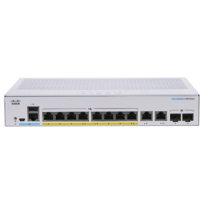 Buy Cisco CBS350-8P-2G-NA-RF | Business 350 Series 8 x RJ-45 Ports PoE+ 10/100/1000Base-T 2 x Combo SFP Ports Layer 3 Managed Rack-mountable Gigabit Ethernet Network Switch Refurbished - $590.36 Cisco CBS350-8P-2G-NA-RF | Business 350 Series 8 x RJ-45 Ports PoE+ 10/100/1000Base-T 2 x Combo SFP Ports Layer 3 Managed Rack-mountable Gigabit Ethernet Network Switch Refurbished - Cisco Systems Inc. refurbished available on Gotodirect