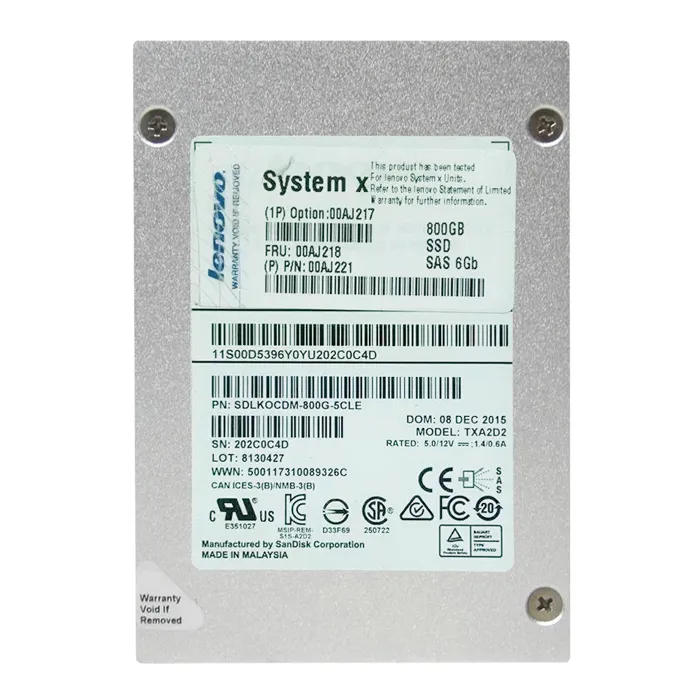 IBM 00AJ221 | 800GB Multi-Level Cell SAS 6Gb/s Hot Swappable 2.5-Inch Solid State Drive for System x3550 M5 Refurbished -  refurbished available on Gotodirect