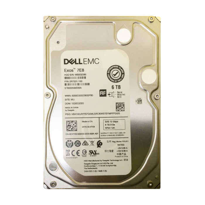 Dell 0CVTK9 | 6TB 7200RPM SAS 12Gb/s Hot-Pluggable 256MB Cache (512e) 3.5-Inch Hard Drive for PowerEdge Server Refurbished - Dell refurbished available on Gotodirect