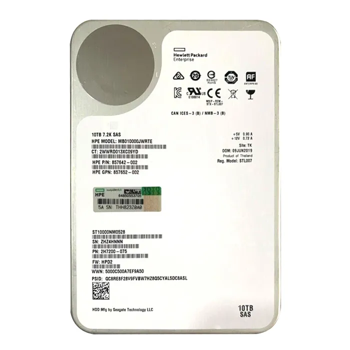 HP MB010000JWRTE | 10TB 7200RPM SAS 12GB/s Hot-Pluggable 3.5-Inch LPc Hard Drive for ProLiant Gen10/Gen10+/Gen11 Servers Refurbished - Hewlett-Packard (ou HP en abrégé) refurbished available on Gotodirect