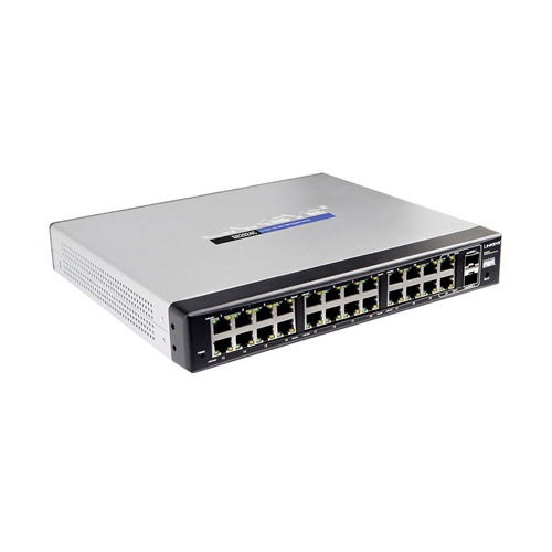 Cisco SR2024C-RF | Compact Linksys 24 x Ports 10/100/1000Base-T + 2 x SFP mini-GBIC Ports Layer 2 Unmanaged 1U Rack-Mountable Gigabit Ethernet Network Switch Refurbished - Cisco Systems Inc. refurbished available on Gotodirect