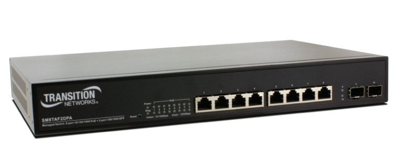 Transition Networks sm8taf2dpa 8-Port PoE+ Managed Switch - Grade B Refurbished -  refurbished available on PCLiquidations