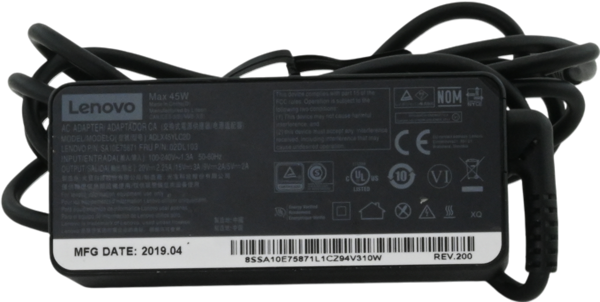 Lenovo ThinkPad ADLX45YCC3A 20V 2.25A USB-C 45W Power Adapter - Refurbished Refurbished - Lenovo refurbished available on PCLiquidations