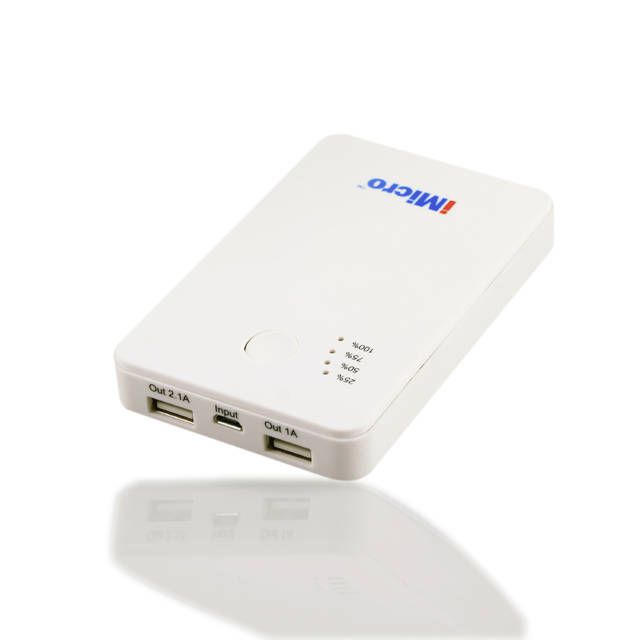 iMicro PB-IM5000W 5000mAh Lithium Polymer Battery Power Bank - White Refurbished - N/A (Note: There is no well-known brand called "i refurbished available on PCLiquidations