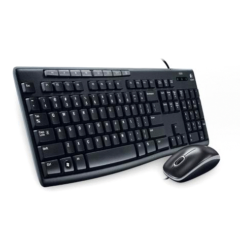 Logitech Desktop MK200 Mouse & Keyboard Combo- Black Refurbished - Logitech refurbished available on PCLiquidations