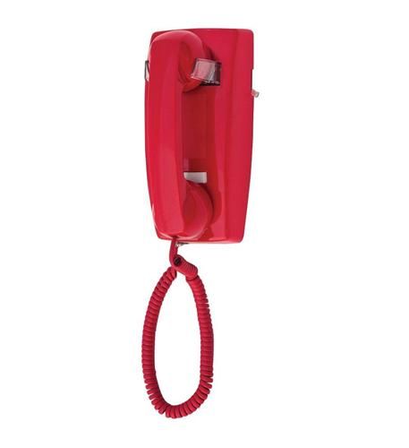 Cortelco 2554 No Dial Red Wall Phone - New Refurbished - Cortelco refurbished available on PCLiquidations