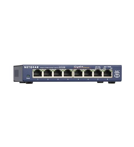 Netgear ProSafe GS108 8-Port 10/100/1000 Switch Refurbished - Netgear refurbished available on PCLiquidations
