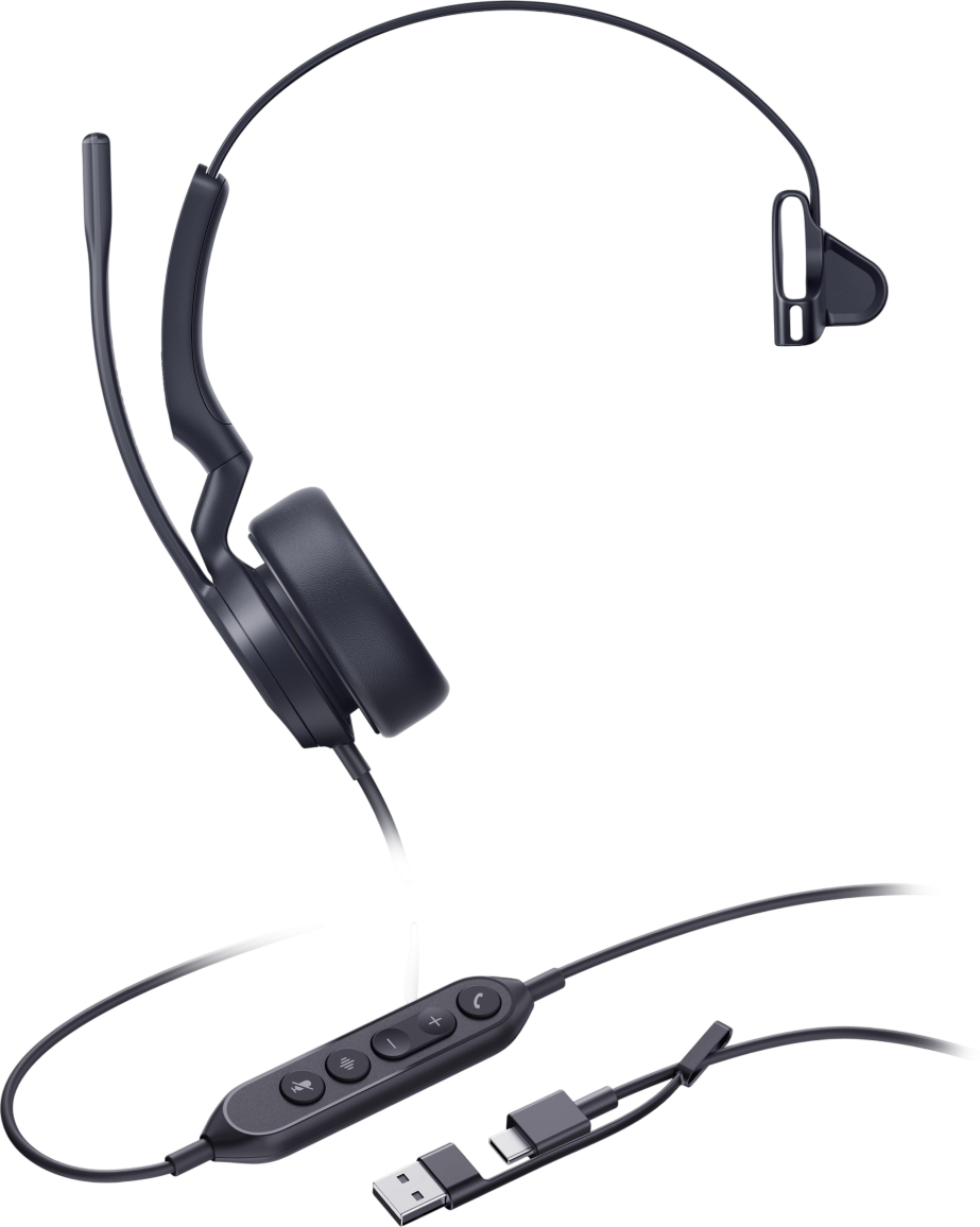 Yealink UH44 Mono Wired USB C/A Headset - UC New Refurbished - Yealink refurbished available on PCLiquidations