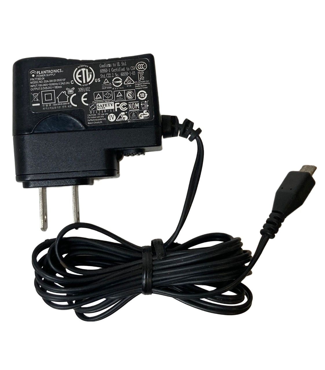 Plantronics SSA-3W-05 050018F 5V 180mA Micro-USB Power Adapter - Refurbished Refurbished - Plantronics refurbished available on PCLiquidations