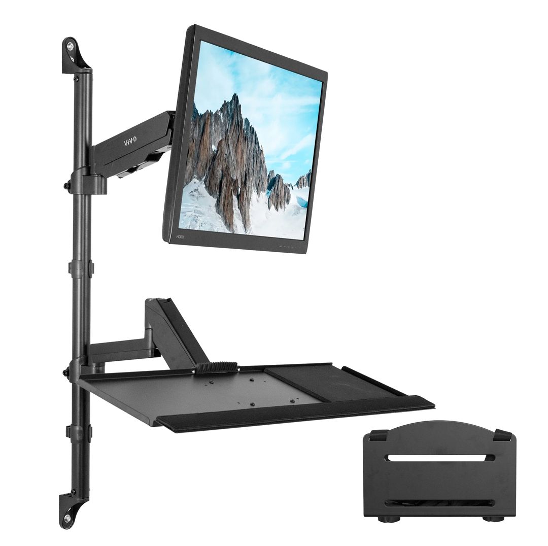 VIVO Single Monitor Sit to Stand Wall Mount Workstation Refurbished -  refurbished available on PCLiquidations