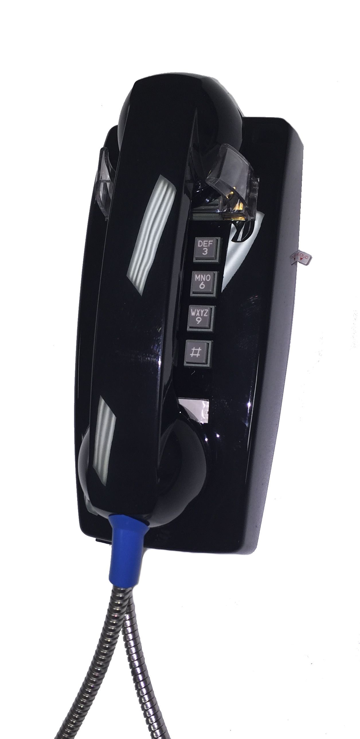 Cortelco 2554 Black Wall Phone w/ Armored Cord - New Refurbished - Cortelco refurbished available on PCLiquidations