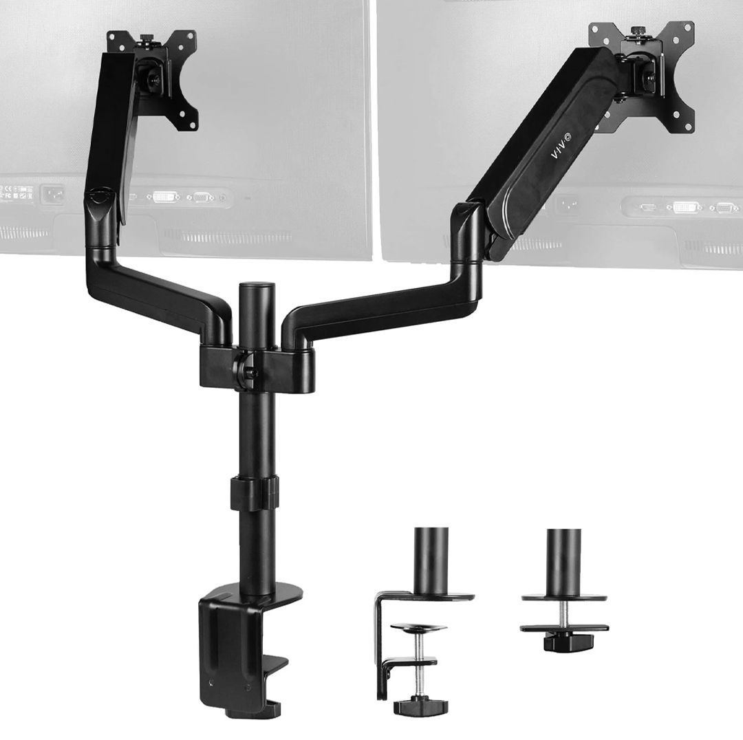 VIVO Pneumatic Arm Dual Monitor Desk Mount - Black Refurbished -  refurbished available on PCLiquidations
