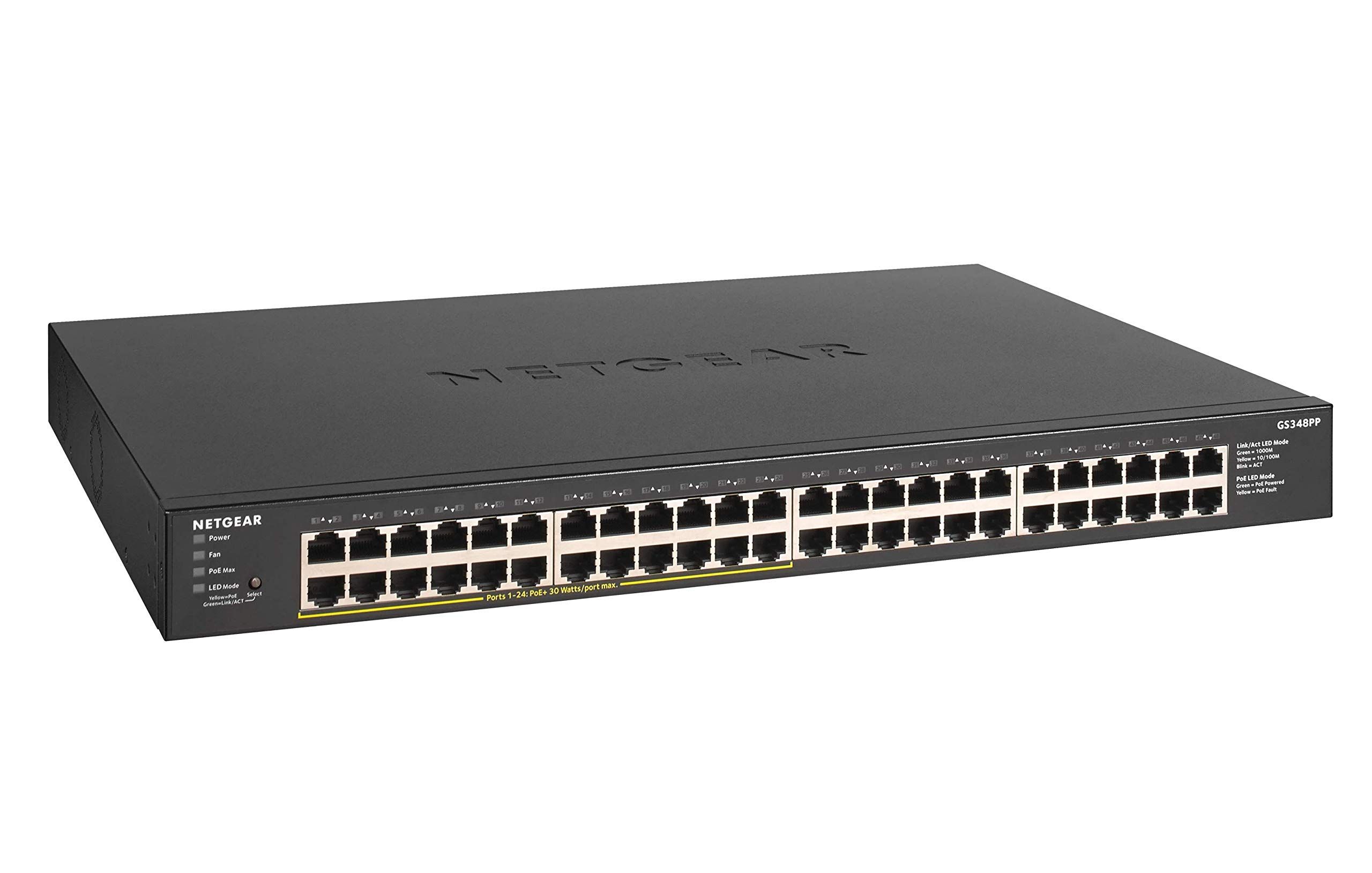 Buy Netgear GS348PP 48-Port Gigabit PoE+ Unmanaged Switch (48x Gigabit / 24x PoE+) Refurbished - $727.14 Netgear GS348PP 48-Port Gigabit PoE+ Unmanaged Switch (48x Gigabit / 24x PoE+) Refurbished - Netgear refurbished available on PCLiquidations