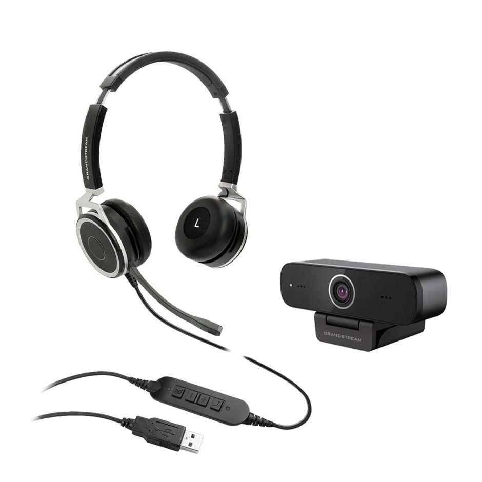 Grandstream GUV3100 HD USB Webcam w/GUV3005 Premium Headset Bundle Refurbished - Grandstream refurbished available on PCLiquidations