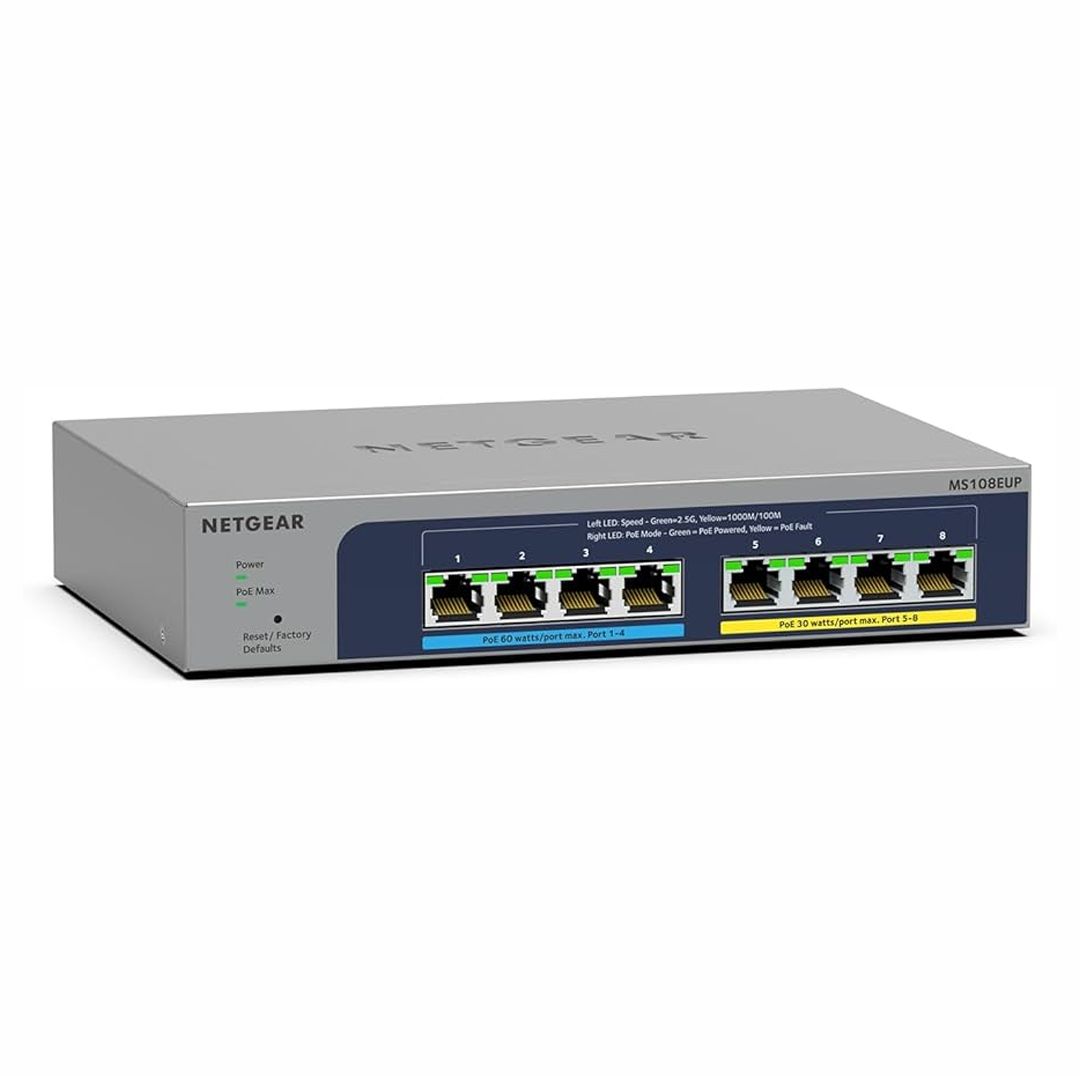 Netgear MS108UP 8-Port 2.5G PoE++ Unmanaged Switch (4x 2.5G PoE++ / 4x 2.5G PoE+) Refurbished - Netgear refurbished available on PCLiquidations
