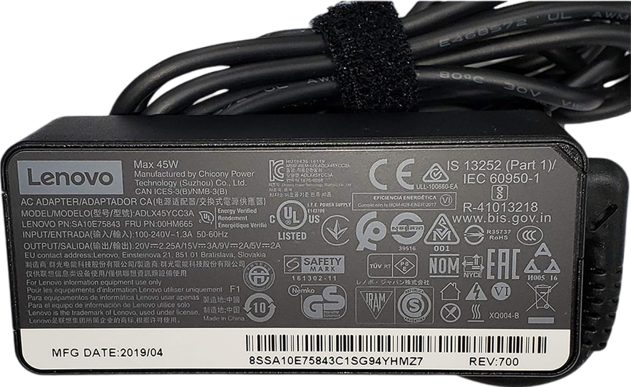 Lenovo ThinkPad ADLX45YCC3A 20V 2.25A USB-C 45W Power Adapter Refurbished - Lenovo refurbished available on PCLiquidations