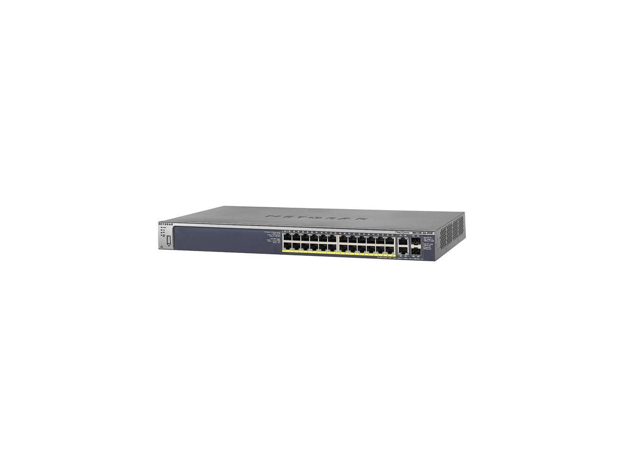 Buy Netgear ProSafe M4100-26-POE 26-Port Gigabit L2+ PoE Managed Switch - Refurbished Refurbished - $118.95 Netgear ProSafe M4100-26-POE 26-Port Gigabit L2+ PoE Managed Switch - Refurbished Refurbished - Netgear refurbished available on PCLiquidations