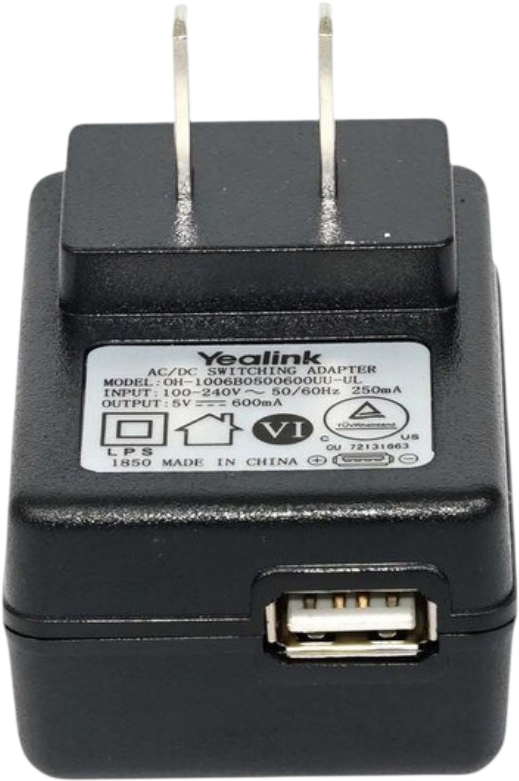 Yealink 5V 600ma USB Power Adapter for W56H DECT Cordless Refurbished - Yealink refurbished available on PCLiquidations