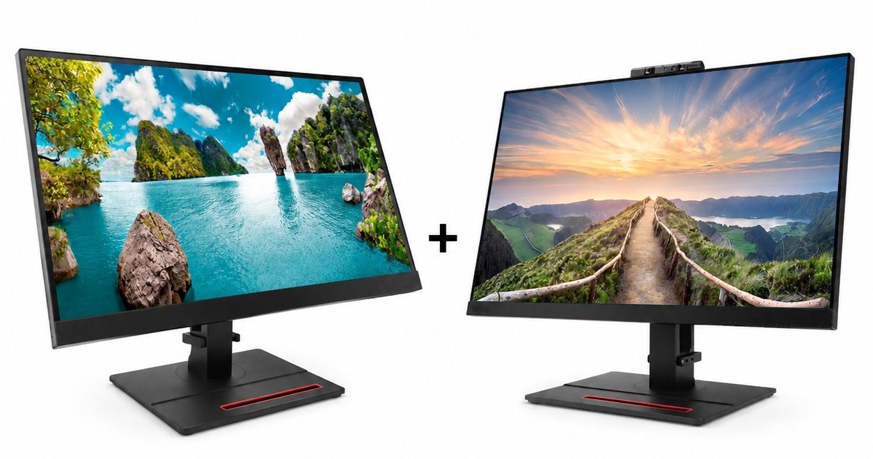 Lenovo ThinkVision T24i + T24v Dual Monitor Setup w/ Webcam - Grade A Refurbished - Lenovo refurbished available on PCLiquidations