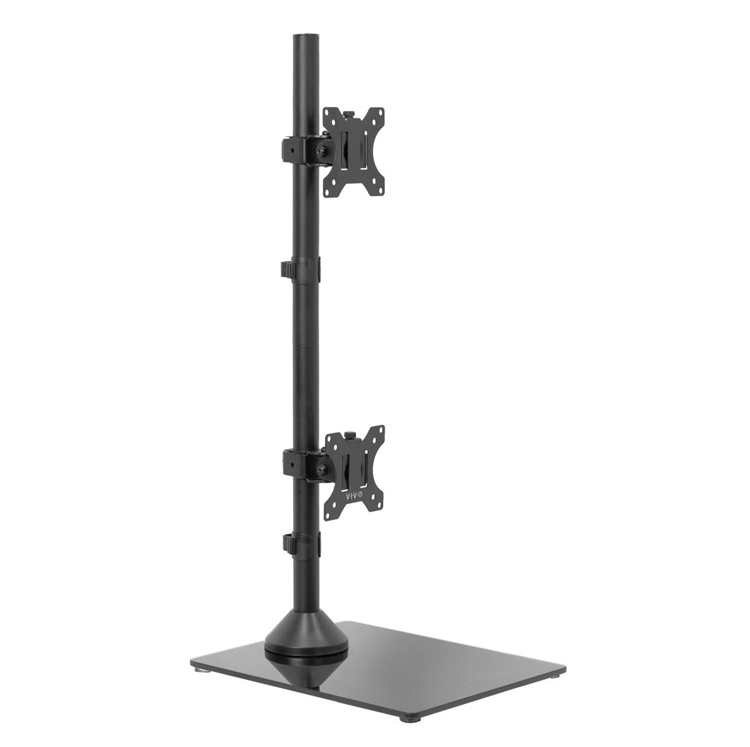 VIVO Dual Vertical Monitor Desk Stand with Glass Base Refurbished -  refurbished available on PCLiquidations