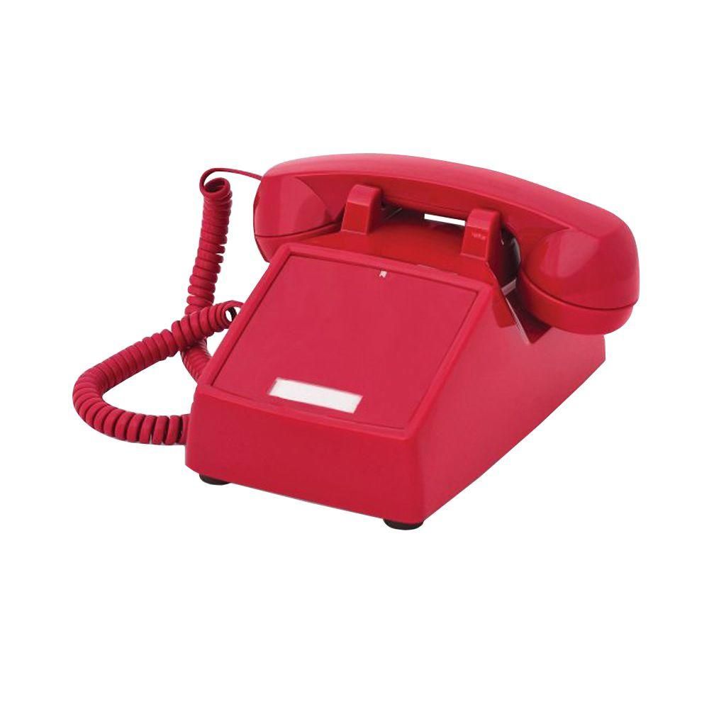 Cortelco 2500 No Dial Red Desk Phone Refurbished - Cortelco refurbished available on PCLiquidations