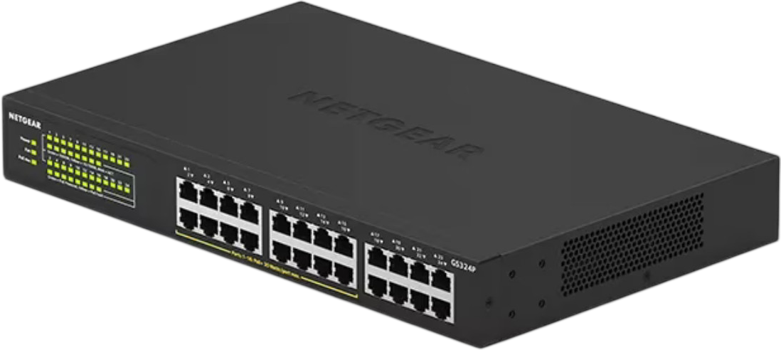 Netgear GS324P 24-Port Gigabit Ethernet Unmanaged PoE+ Essentials Switch Refurbished Refurbished - Netgear refurbished available on PCLiquidations