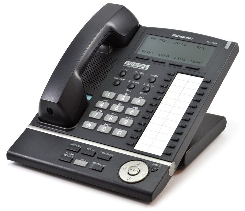 Panasonic KX-T7636-B Black 24-Button Backlit Display Speakerphone Refurbished - Panasonic refurbished available on PCLiquidations
