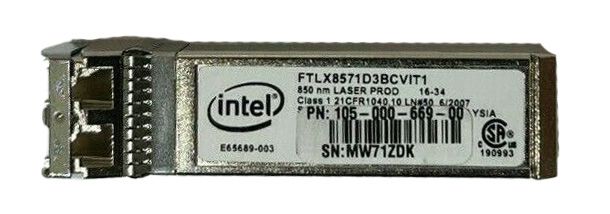 Intel 105-000-669-00 GBIC 10G SFP+ SR Optical Transceiver Module - Refurbished Refurbished - Intel refurbished available on PCLiquidations