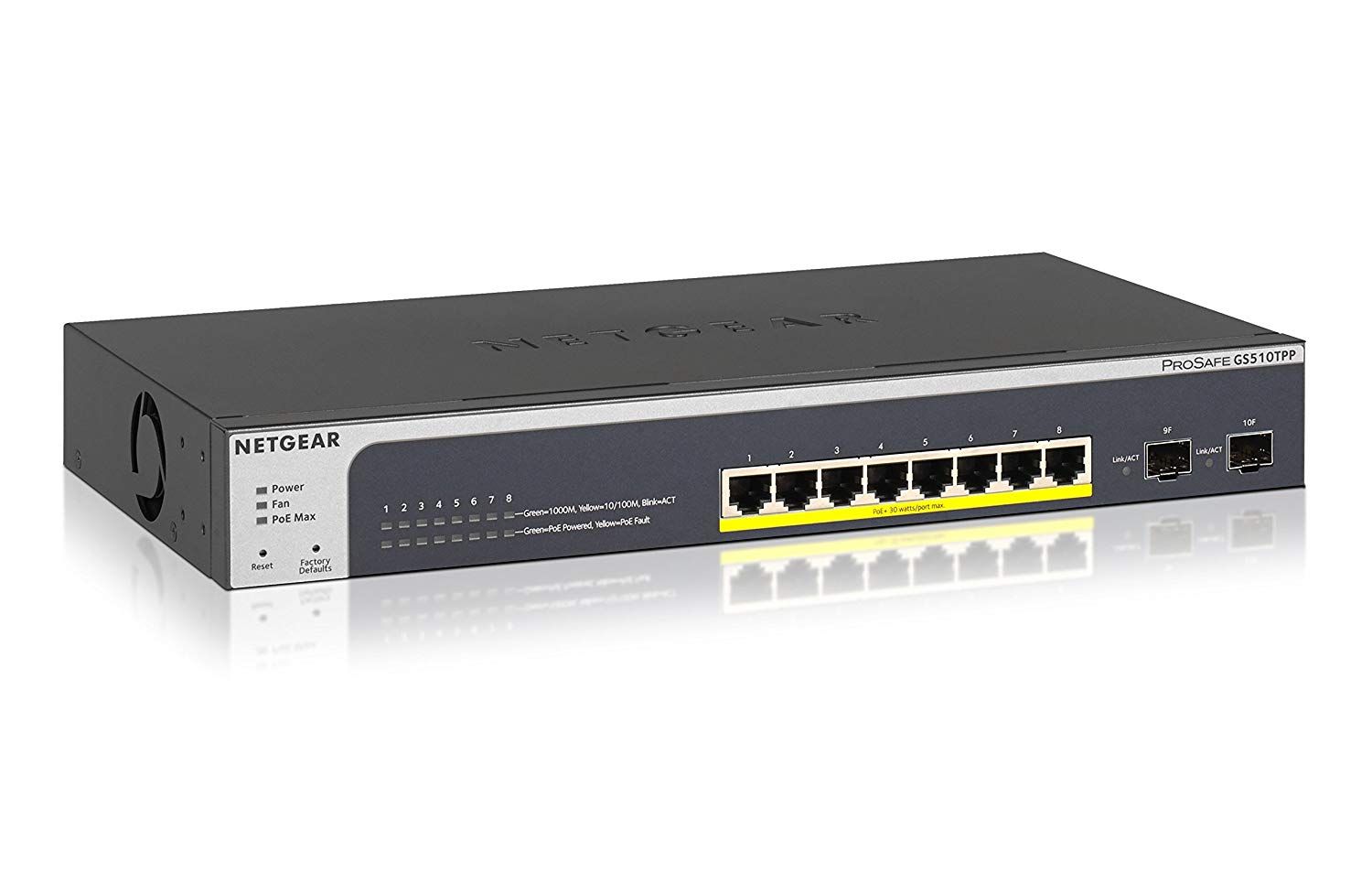 Netgear GS510TPP 8-Port Gigabit PoE+ Smart Managed Switch (190W) Refurbished - Netgear refurbished available on PCLiquidations
