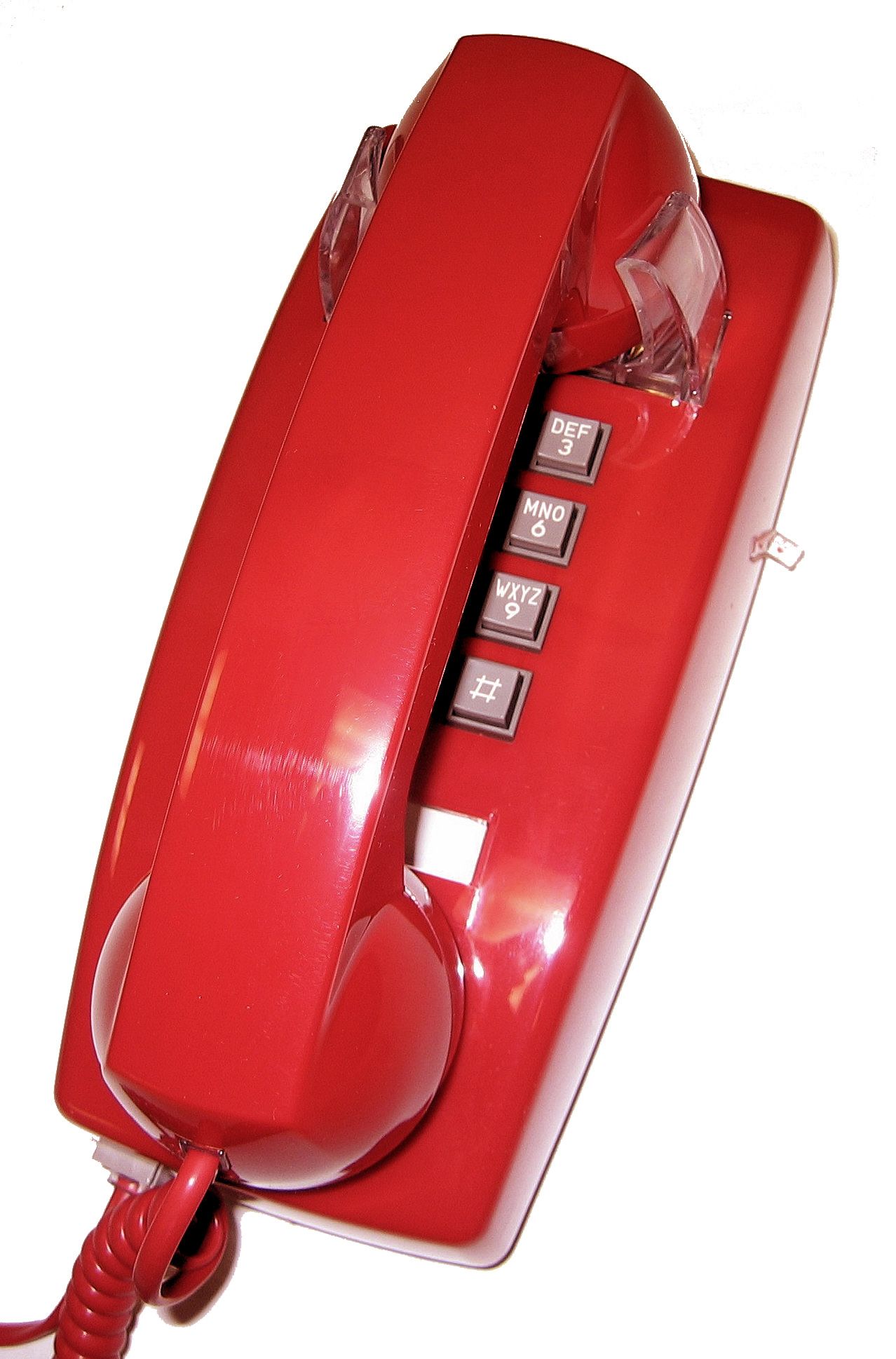 Cortelco 2554 Red Wall Phone w/ Volume Control - New Refurbished - Cortelco refurbished available on PCLiquidations