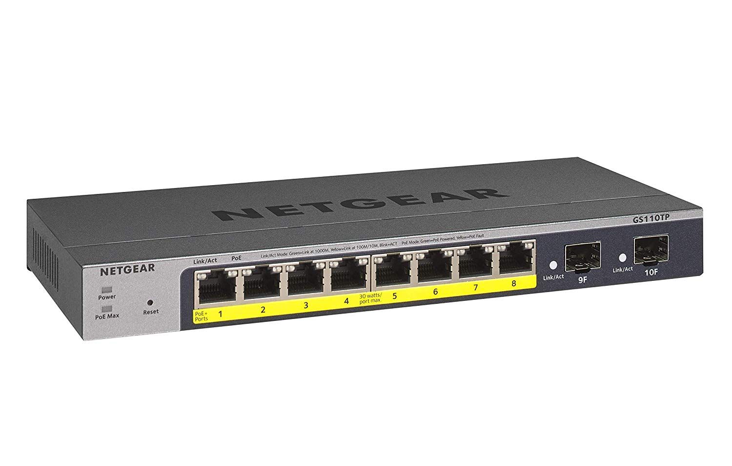 Netgear GS110TP-300NAS 8-port Gigabit PoE Smart Switch Refurbished - Netgear refurbished available on PCLiquidations