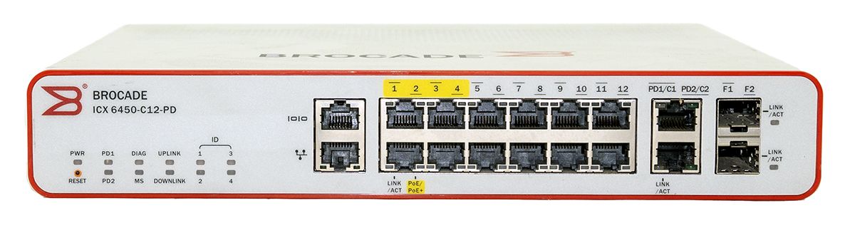 Brocade ICX6450-C12-PD 12-Port Gigabit Ethernet Switch - Refurbished Refurbished -  refurbished available on PCLiquidations