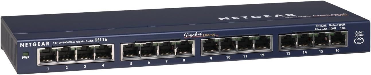 Netgear GS116 ProSafe 16-Port Unmanaged Gigabit Switch Refurbished - Netgear refurbished available on PCLiquidations