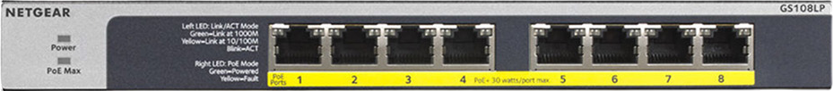 Netgear GS108LP 8-Port Unmanaged Switch (8x Gigabit PoE+) Refurbished - Netgear refurbished available on PCLiquidations