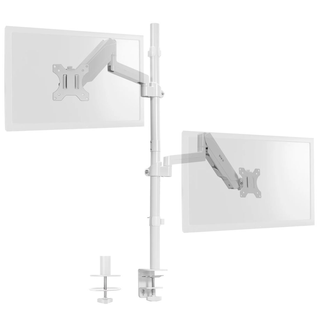 VIVO Pneumatic Arm Dual Monitor Extra Tall Desk Mount - White Refurbished -  refurbished available on PCLiquidations