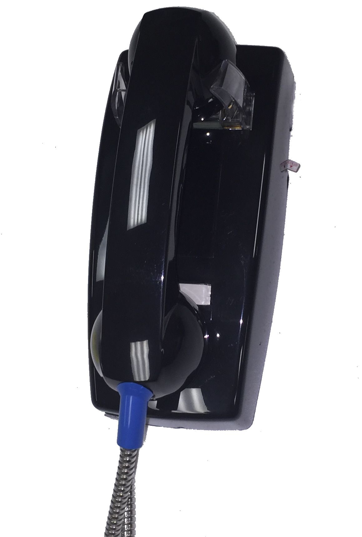 Cortelco 2554 Black No Dial Wall Phone w/ Armored Cord - New Refurbished - Cortelco refurbished available on PCLiquidations