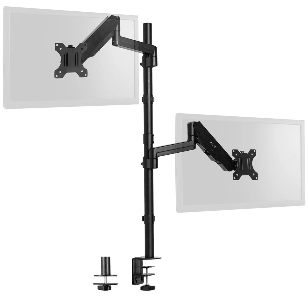 VIVO Pneumatic Arm Dual Monitor Extra Tall Desk Mount - Black Refurbished -  refurbished available on PCLiquidations