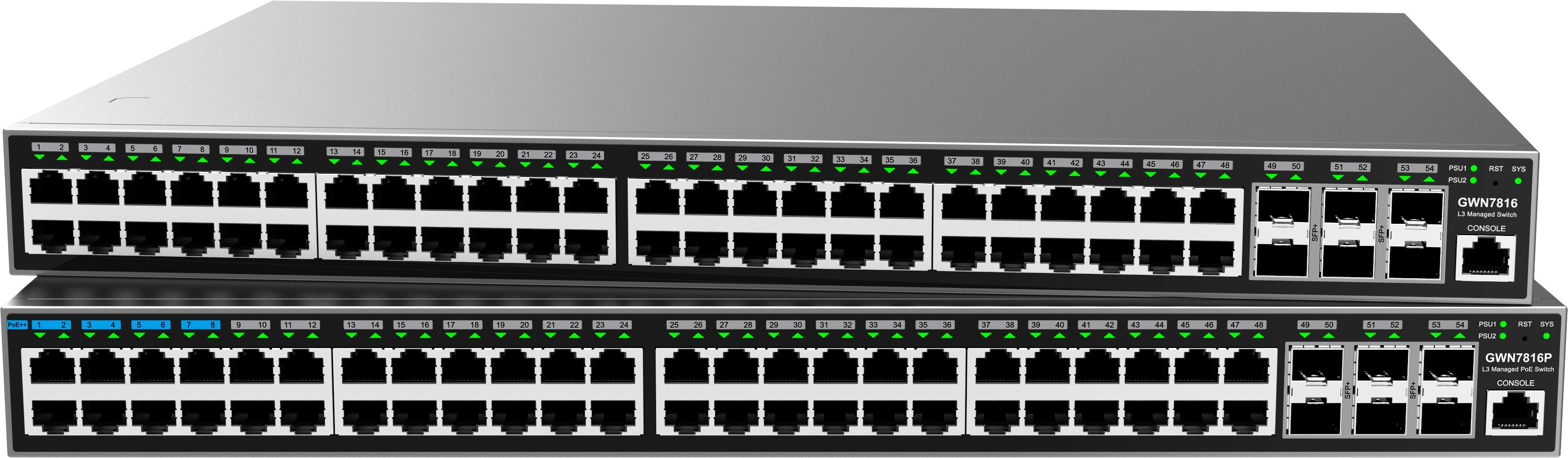 Grandstream GWN7816P 48-Port Layer 3 Managed PoE Network Switch w/SFP+ Refurbished - Grandstream refurbished available on PCLiquidations