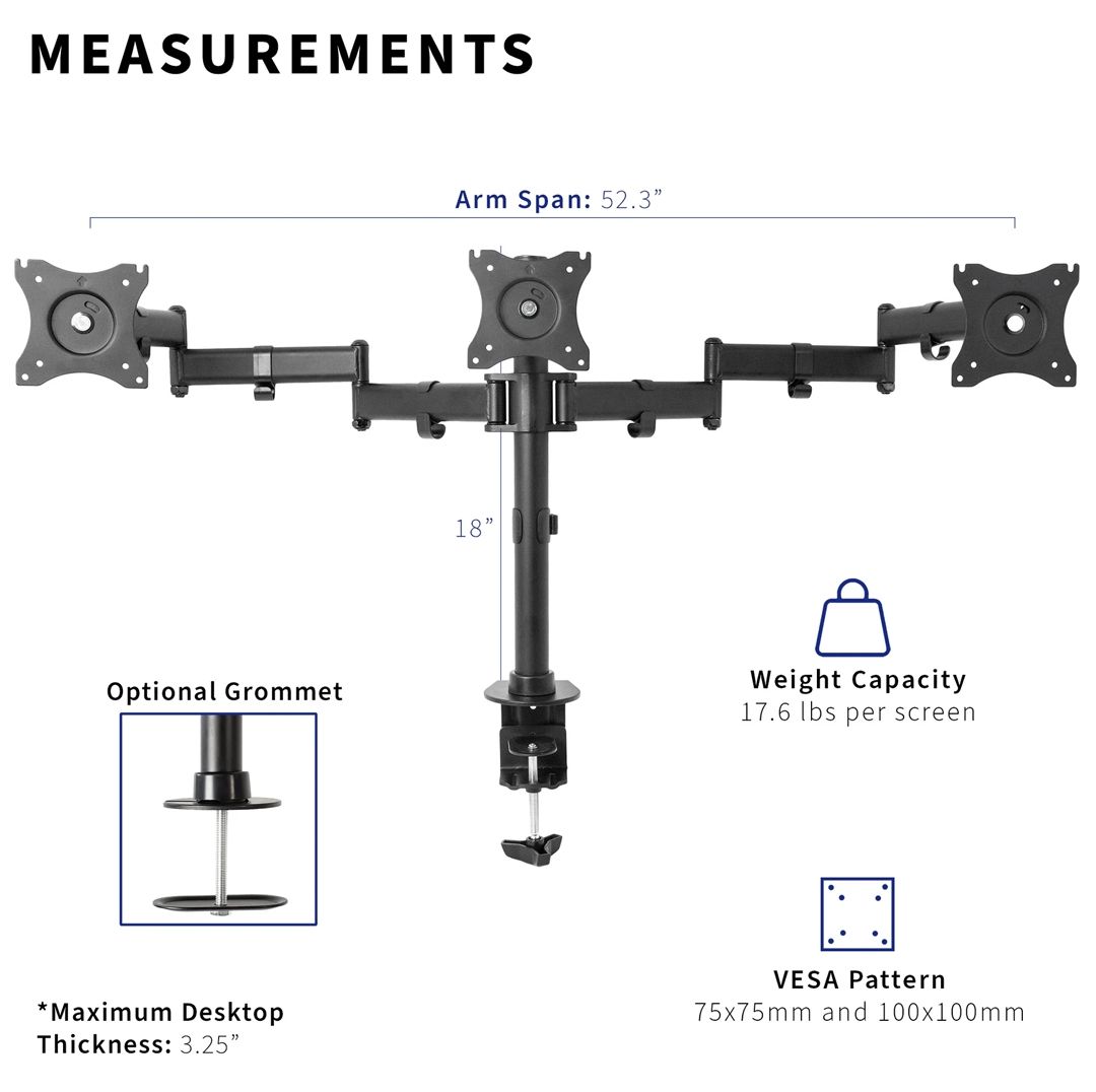 VIVO Triple Monitor Desk Mount Refurbished -  refurbished available on PCLiquidations