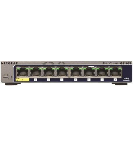 Netgear ProSafe GS108T 8-Port Gigabit Smart Switch - Refurbished Refurbished - Netgear refurbished available on PCLiquidations