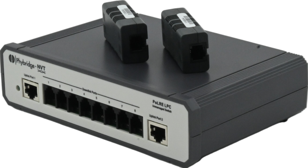 Phybridge PoLRE LPC 8-Port Long Reach Single Pair UTP PoE Unmanaged Switch Refurbished -  refurbished available on PCLiquidations