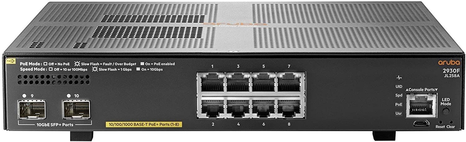 Buy HP HPE Aruba 2930F 8G PT POE+ 2SFP+ 8-Port PoE Managed Rackmount Switch Refurbished - $790.46 HP HPE Aruba 2930F 8G PT POE+ 2SFP+ 8-Port PoE Managed Rackmount Switch Refurbished - Hewlett-Packard (ou HP en abrégé) refurbished available on PCLiquidations