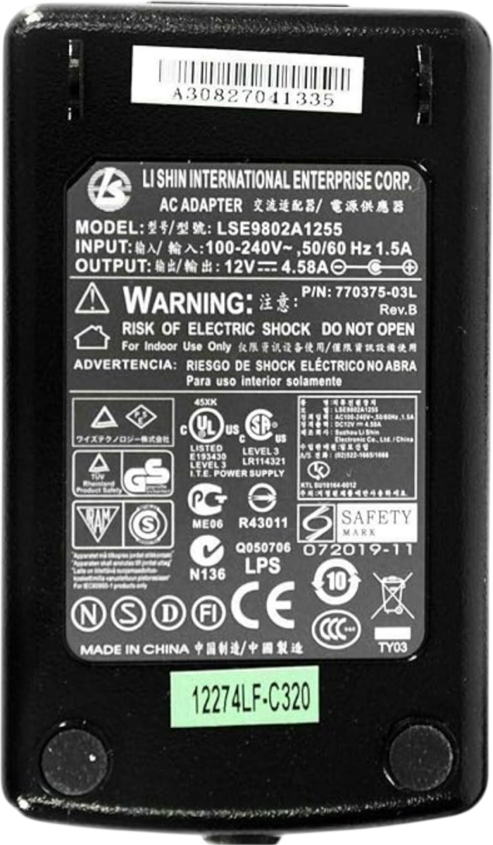 LI SHIN LSE9802A1255 12V 4.58A Power Adapter Refurbished -  refurbished available on PCLiquidations