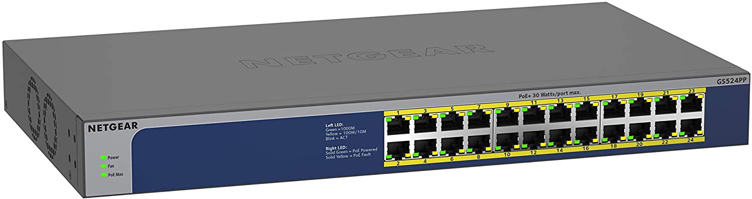 Netgear GS524PP 24-Port Unmanaged Gigabit PoE+ Switch (300W) Refurbished - Netgear refurbished available on PCLiquidations
