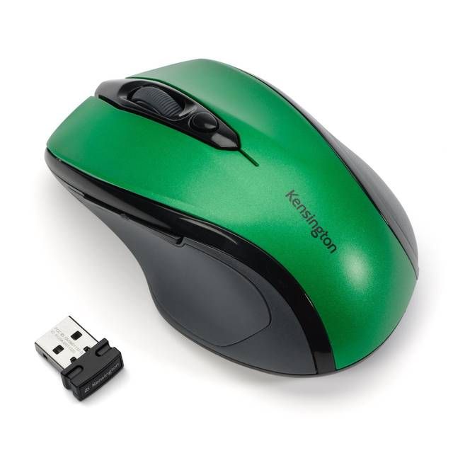 Kensington K72424AM Pro Fit Mid-Size Wireless 2.4GHz Optical Mouse w/ 1750 DPI - Emerald Green Refurbished - Kensington refurbished available on PCLiquidations